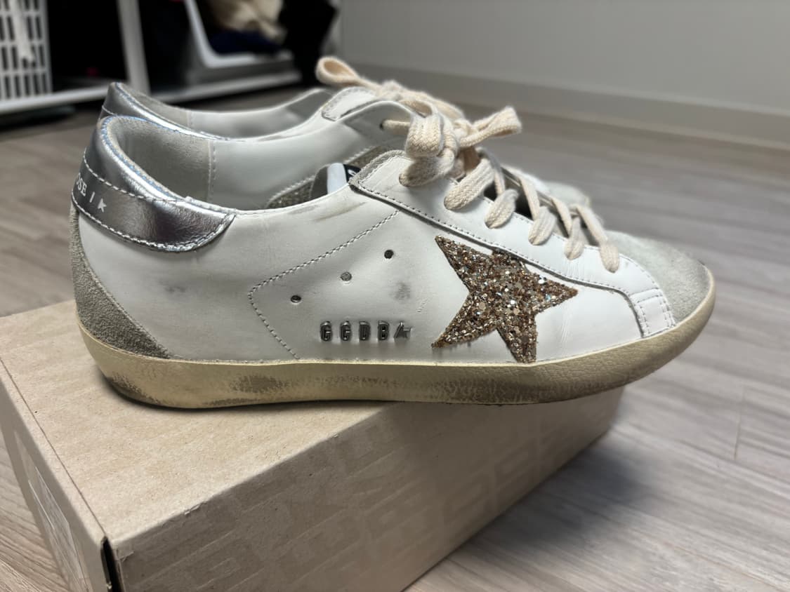 (W)골든구스 슈퍼스타 화이트골드 글리터 실버 메탈릭 레더탭 스니커즈 상품이미지10