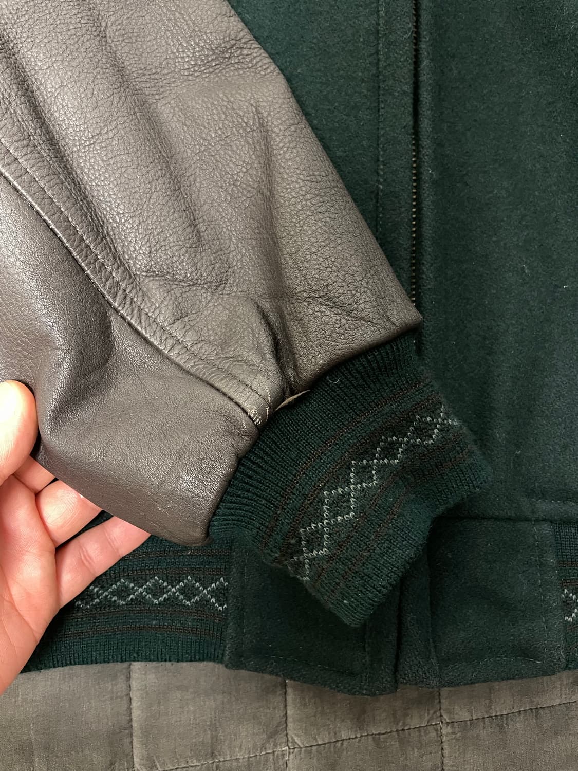 빈티지 레더 바시티 자켓 상품이미지3