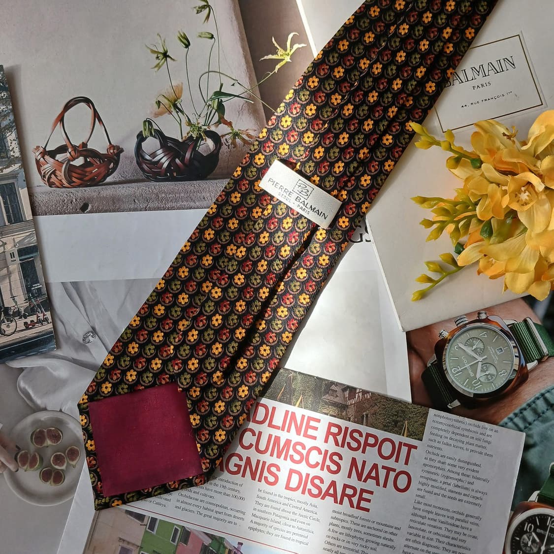 발망 실크 블랙 플라워 패턴 넥타이 9.7cm A+등급 A19160
 상품이미지4