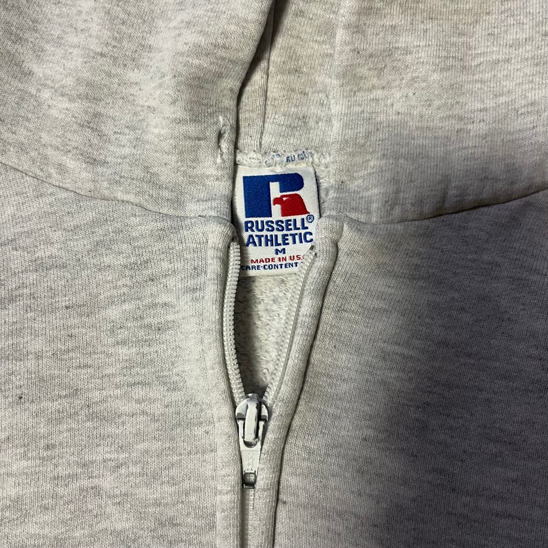 [M] 90s USA 빈티지 러셀 후드집업 헤더 그레이 상품이미지3