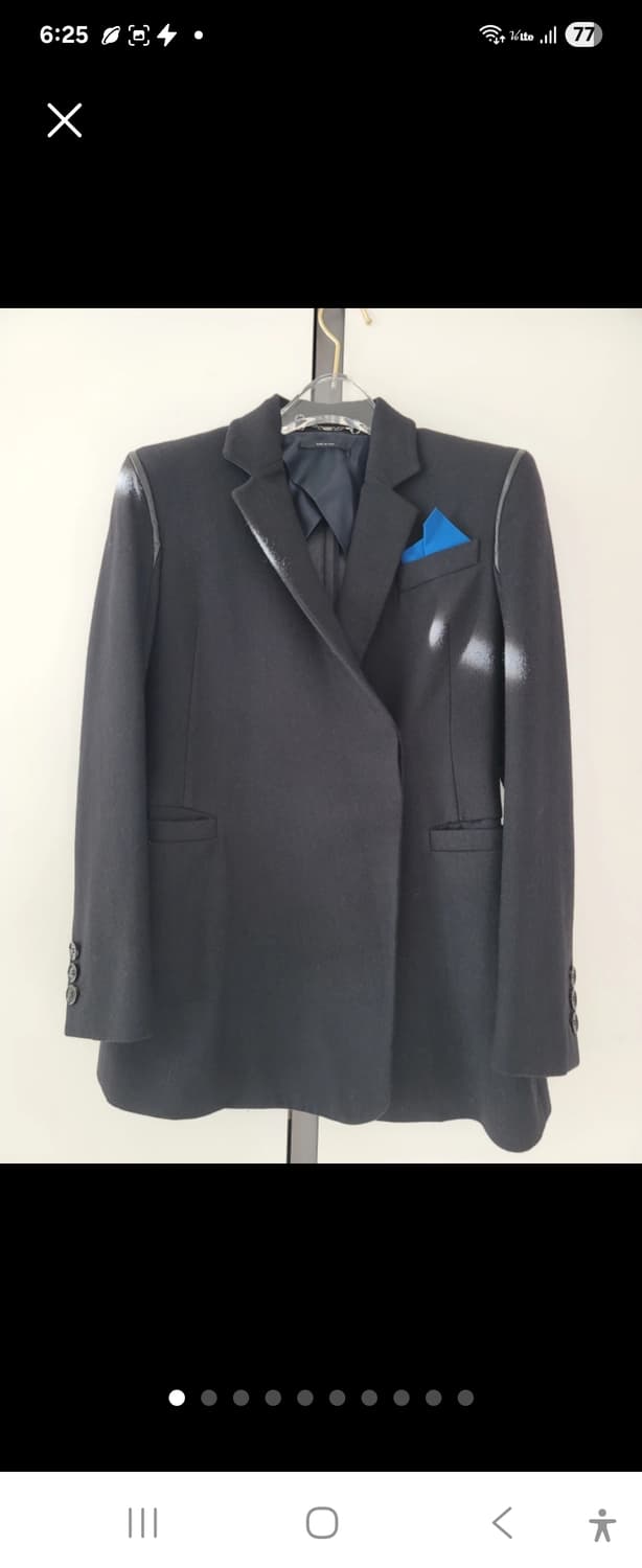 명품 구찌 정품 블랙 울 가죽라인 실크포인트 자켓 38 상품이미지1