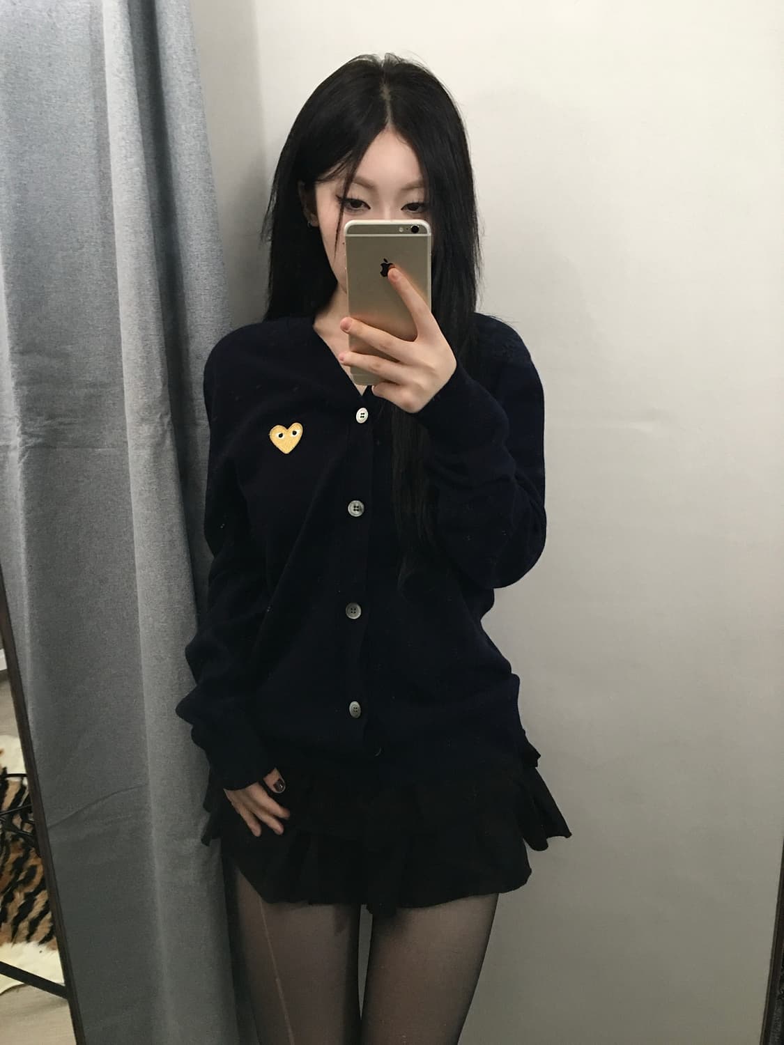 [정품]꼼데가르송 플레이 골드 하트 가디건 네이비 M 상품이미지1