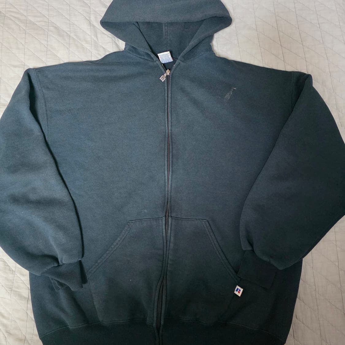 [XL] 90s USA 빈티지 러셀 애슬레틱 후드집업 블랙 하드페이드 상품이미지1