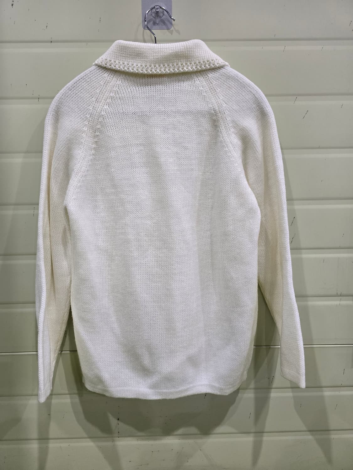 일본 빈티지 카라넥 니트 가디건 아이보리 상품이미지5