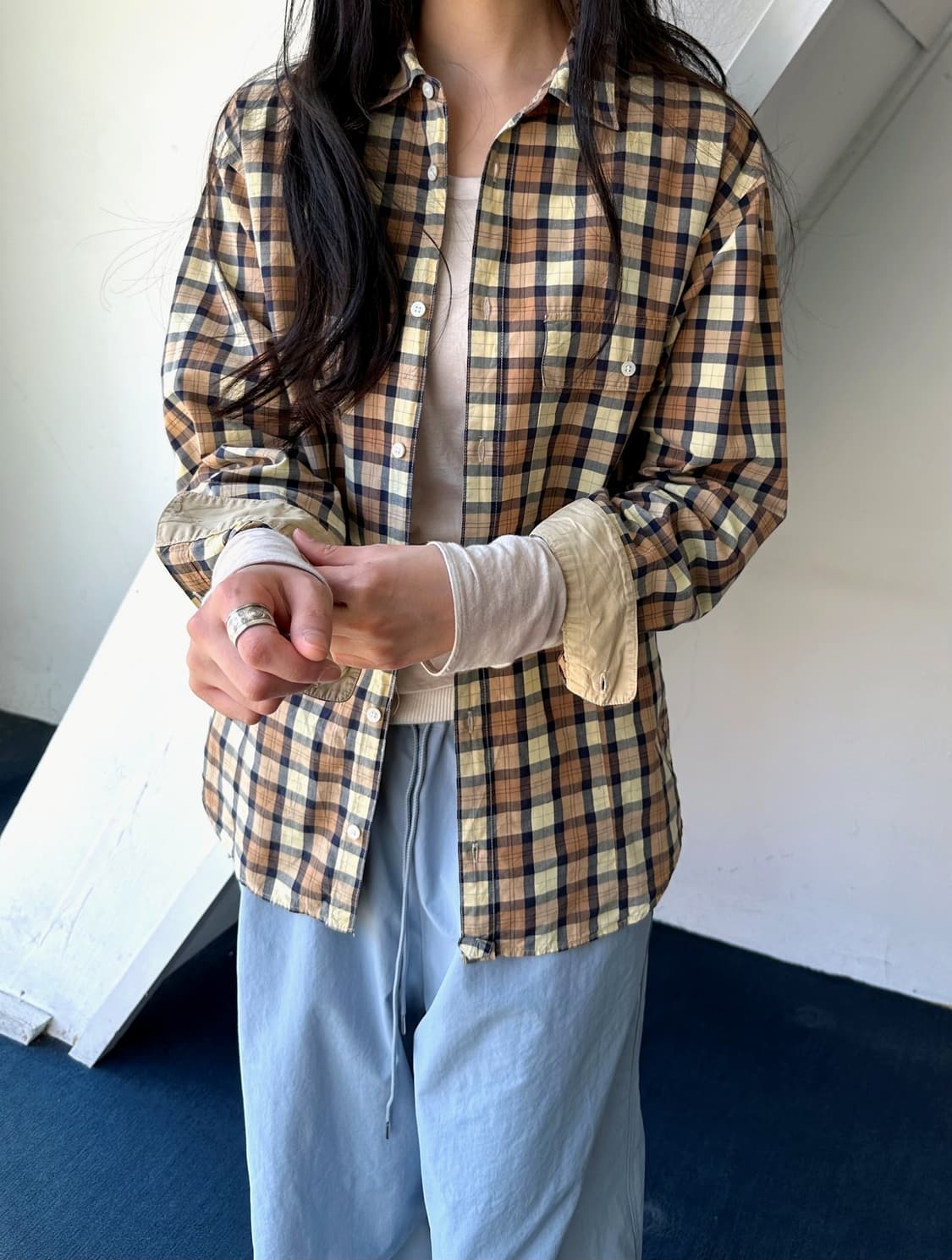 Light cotton design check shirt 상품이미지8