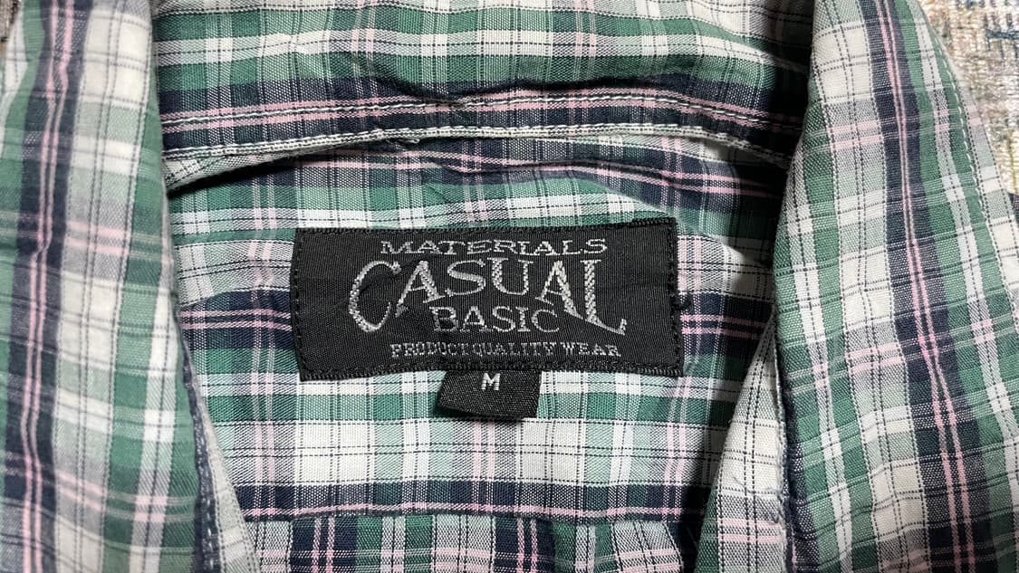 JPN 일본 빈티지 y2k 모리걸 아메카지 그린 체크 셔츠 포켓 남방 M 상품이미지8