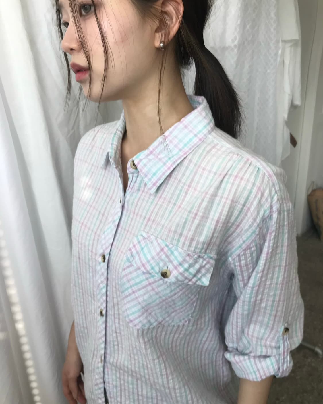 파스텔 체크 셔츠  상품이미지2