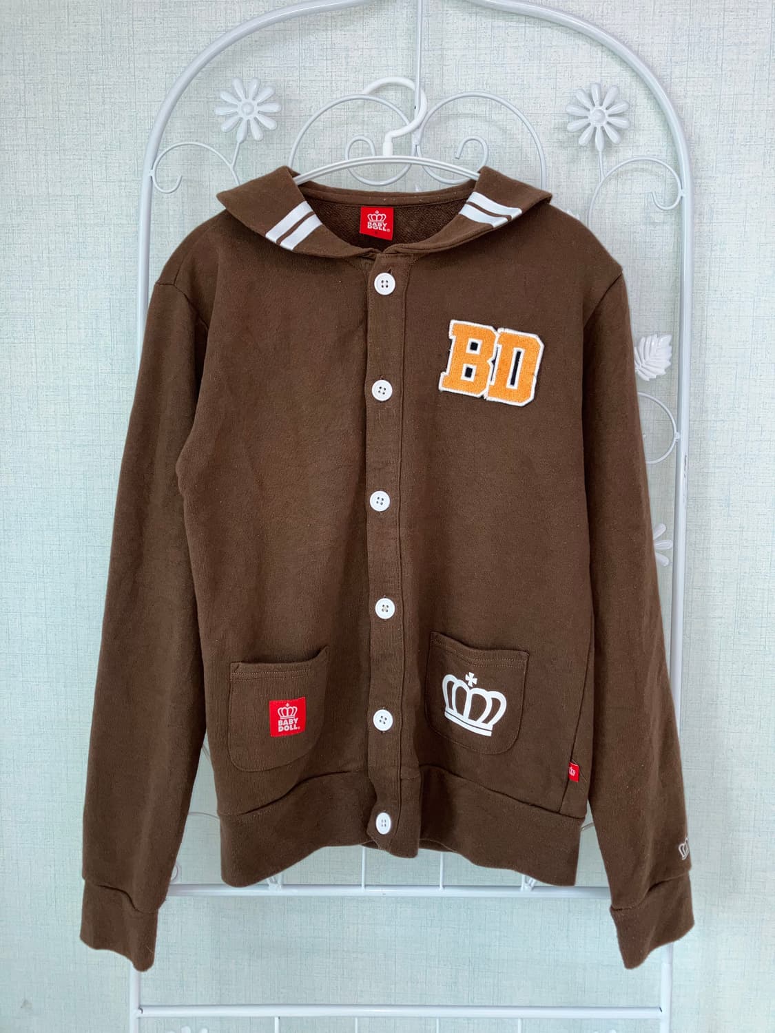 jpn vintage 베이비돌 브라운 카라 긴팔 티셔츠 y2k 스트릿 갸 상품이미지1