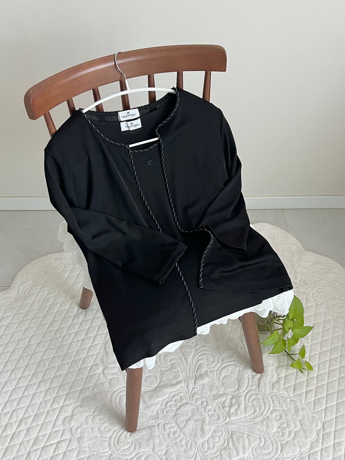 큐레쥬 블랙 앙상블 반팔 니트 가디건 꾸레쥬 상품이미지1