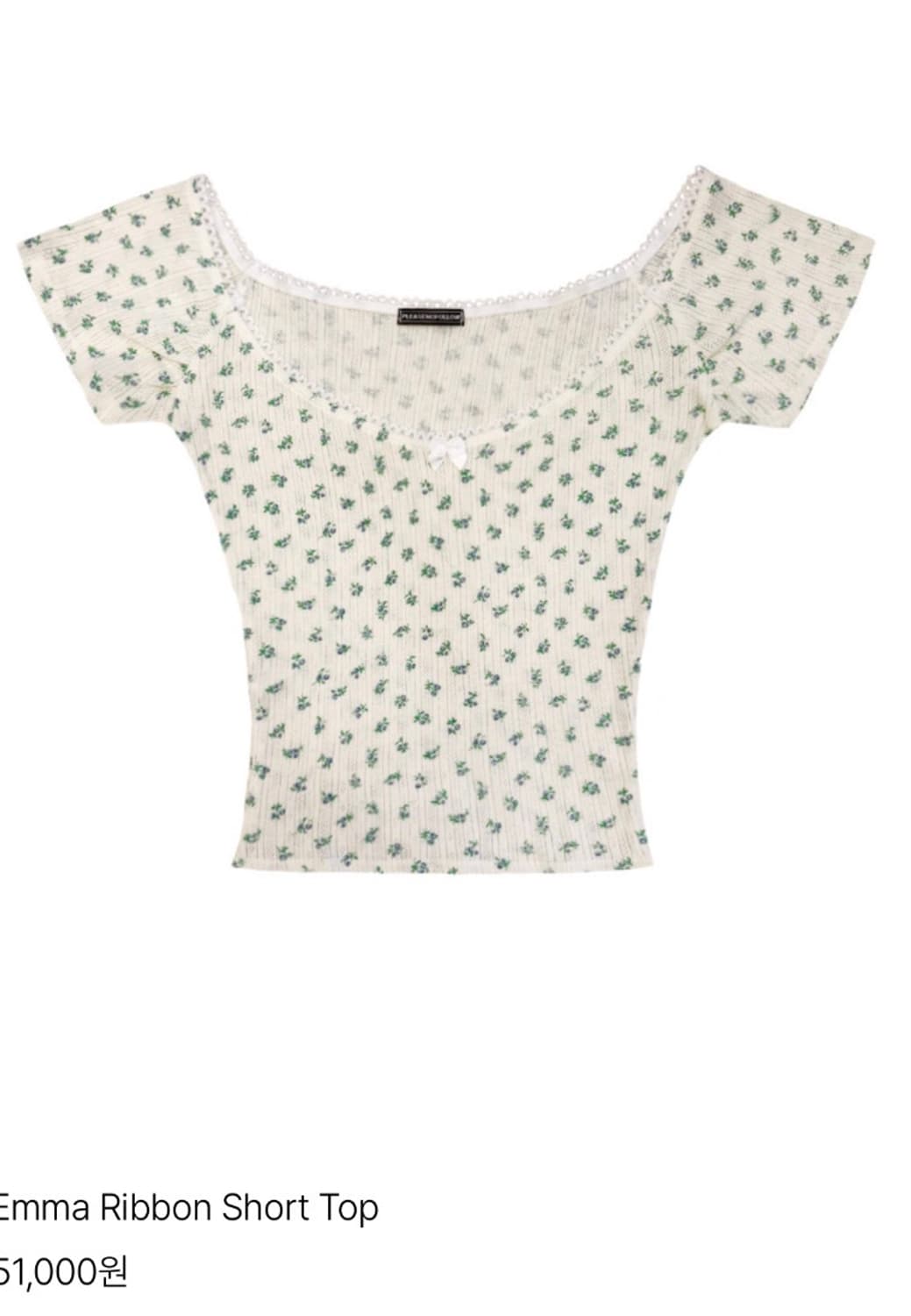 플리즈노팔로우 엠마리본 쇼츠탑 아이보리 상품이미지1