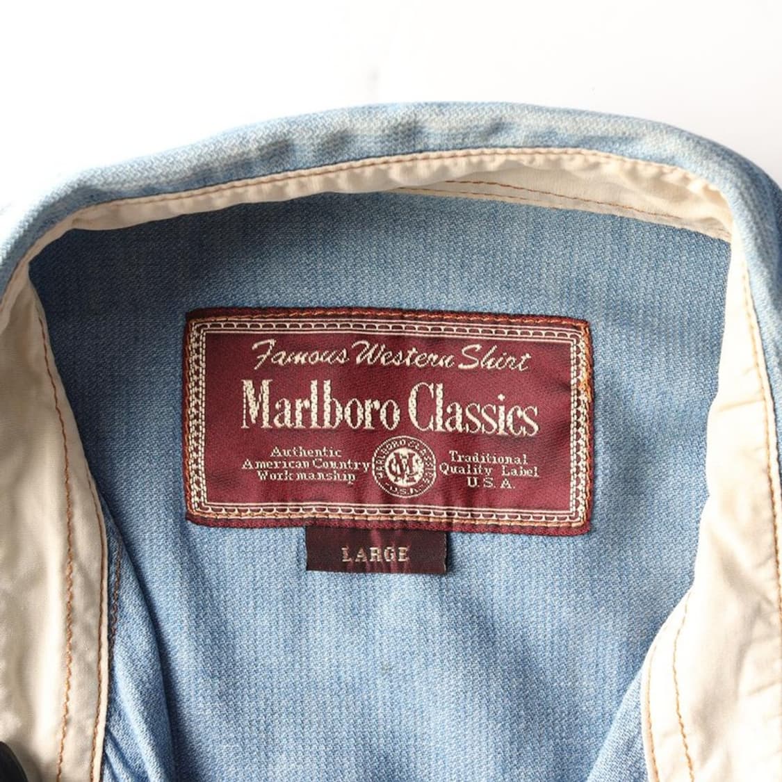 MARLBORO CLASSIS 빈티지 샴브레이 셔츠 L 상품이미지5