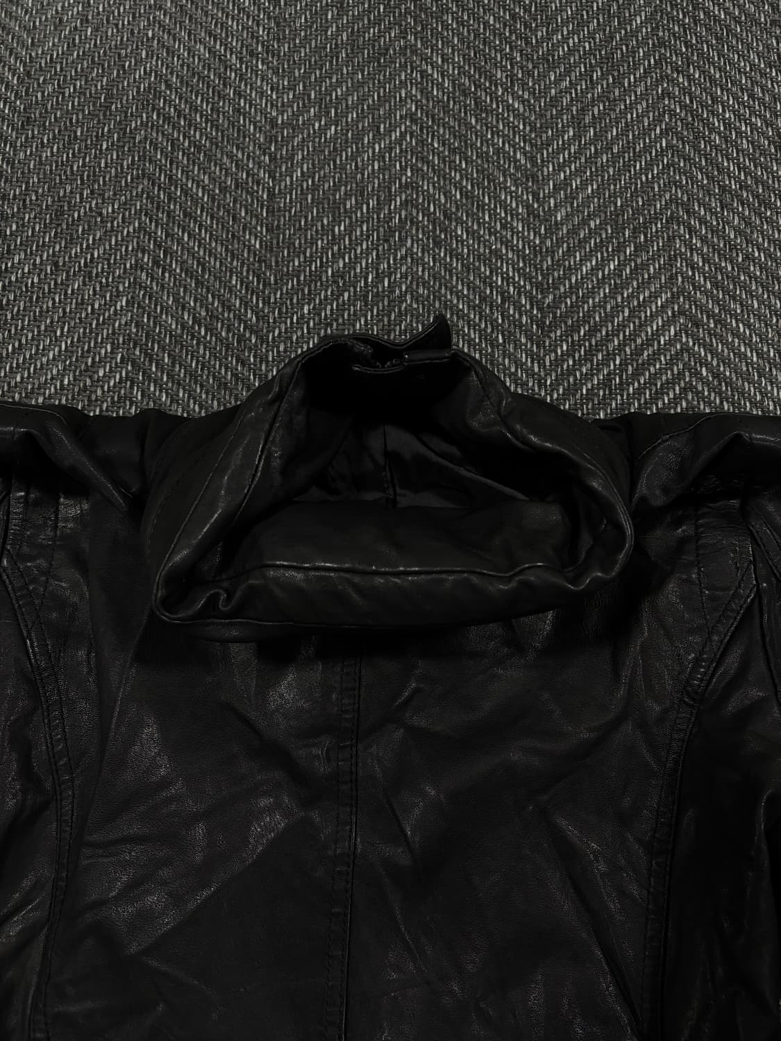 램스킨 슬림핏 히든후드 자켓 블랙 상품이미지4
