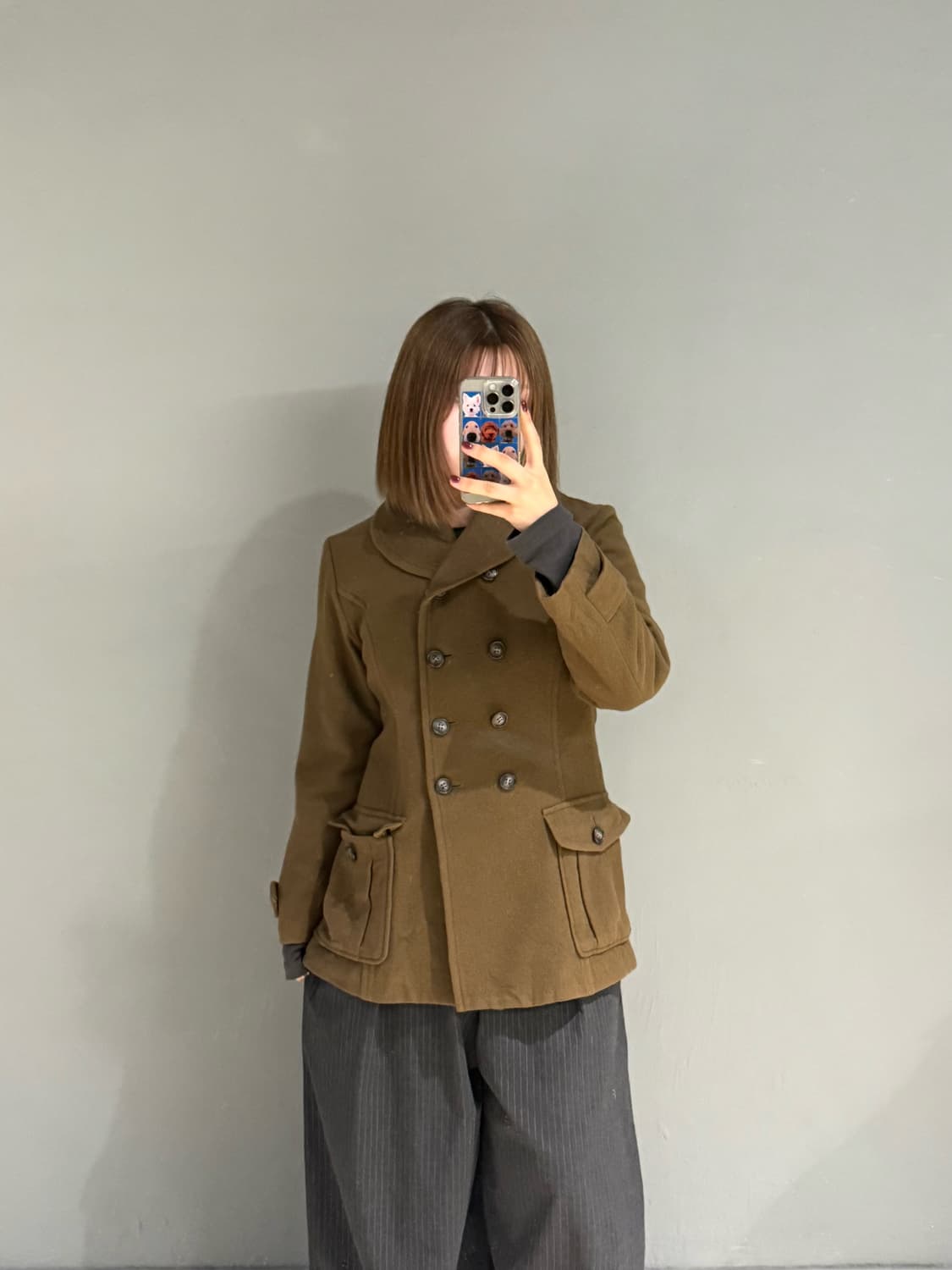 fur trimming double button coat 상품이미지3