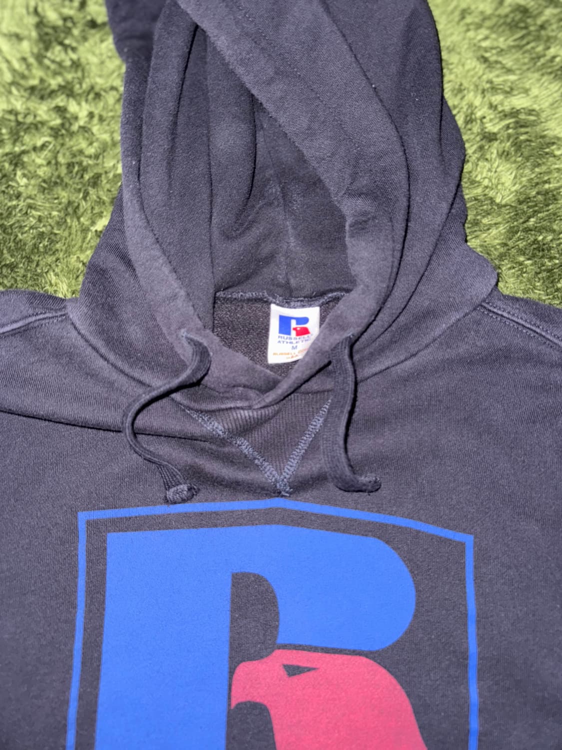 [M] 00s Russell 러셀 애슬레틱 재팬 로고 프린트 후디 블랙 상품이미지3