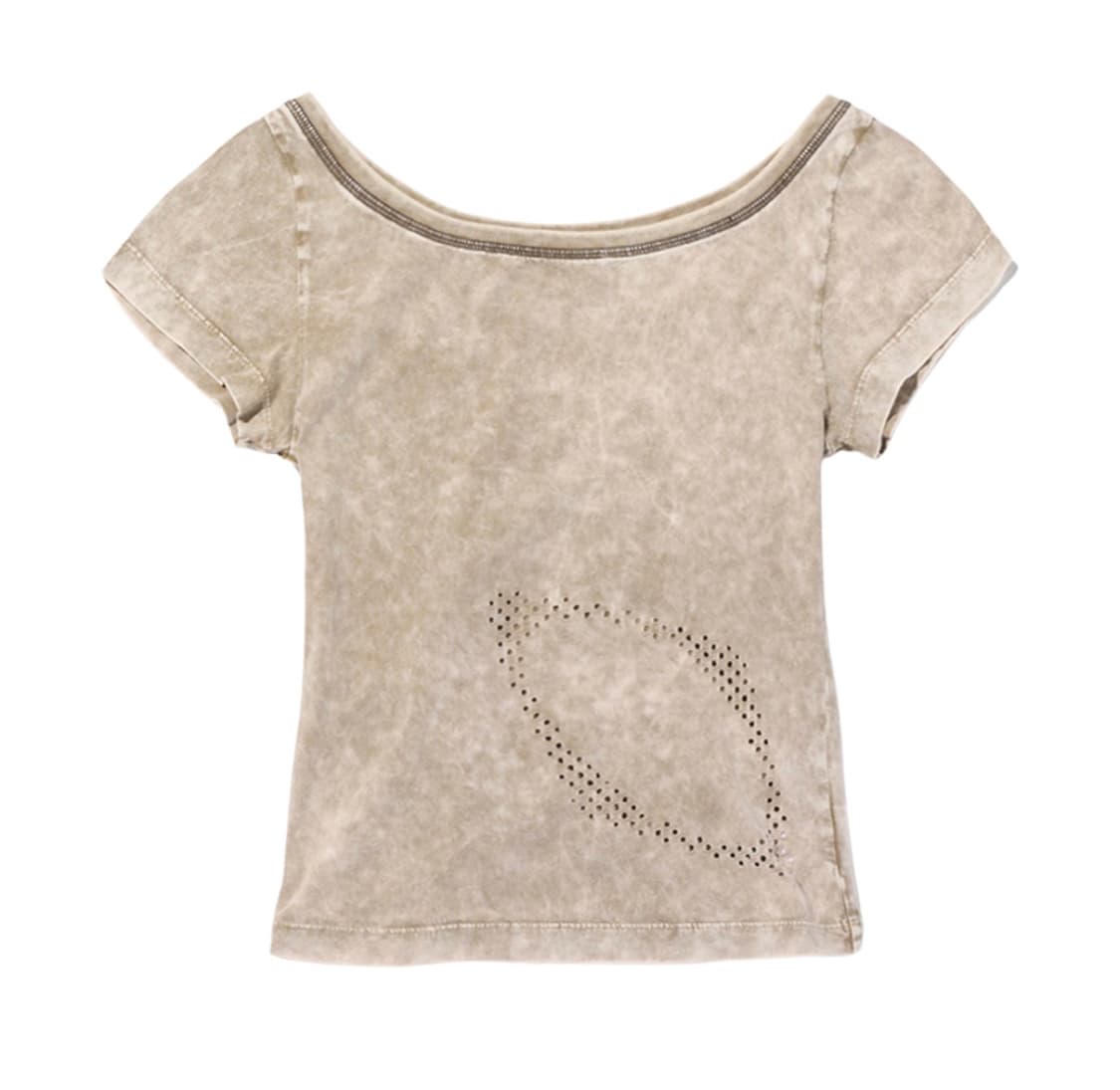 미스치프 블리치드 티셔츠 카키 베이지 상품이미지1