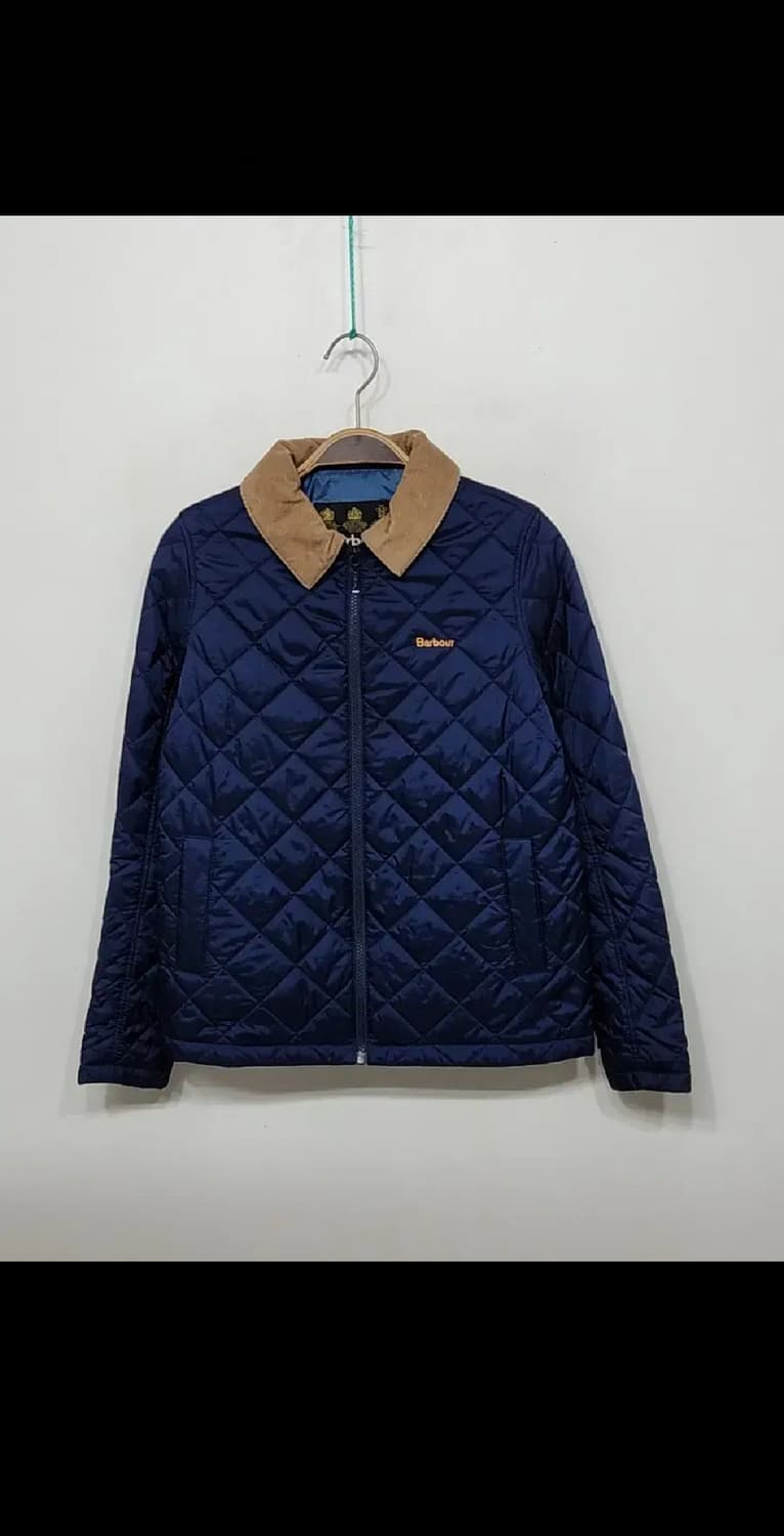 (S) 바버 퀼팅자켓 남색 누빔점퍼 코듀로이 카라넥  상품이미지1