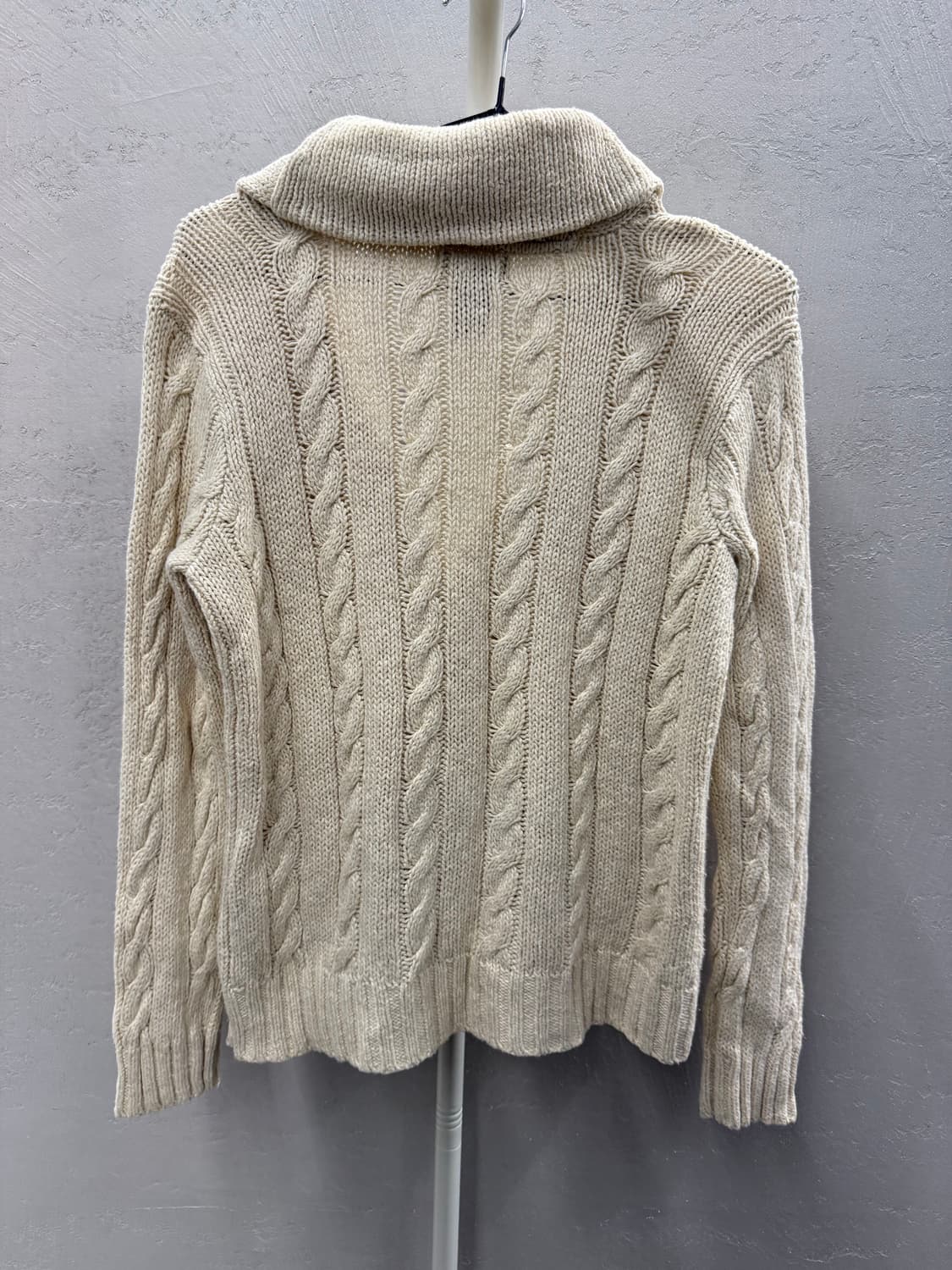 Polo Shawl Collar Cable Knit Cardigan M 상품이미지5