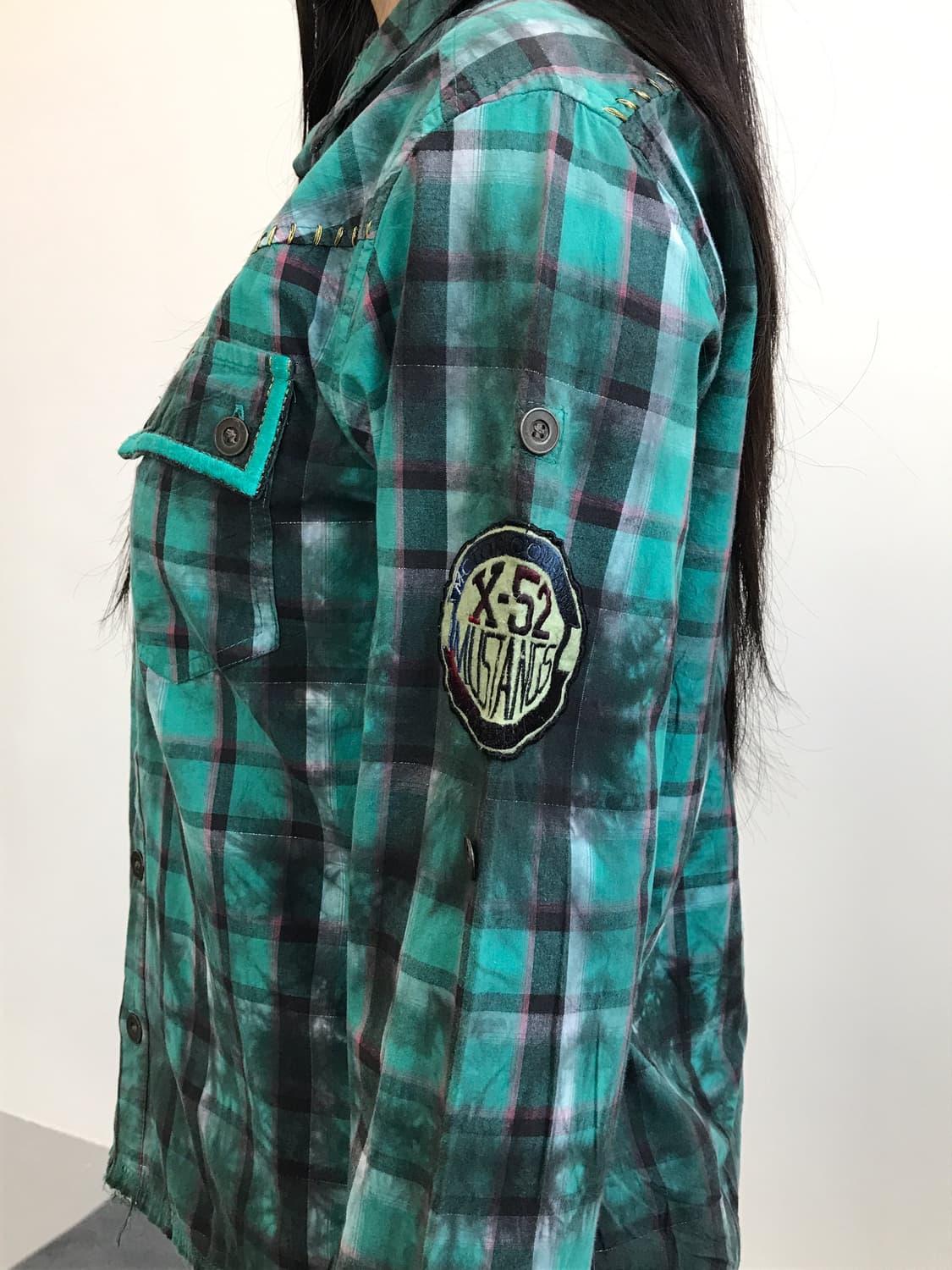 Jpn Y2k Green Checked Shirts 상품이미지4