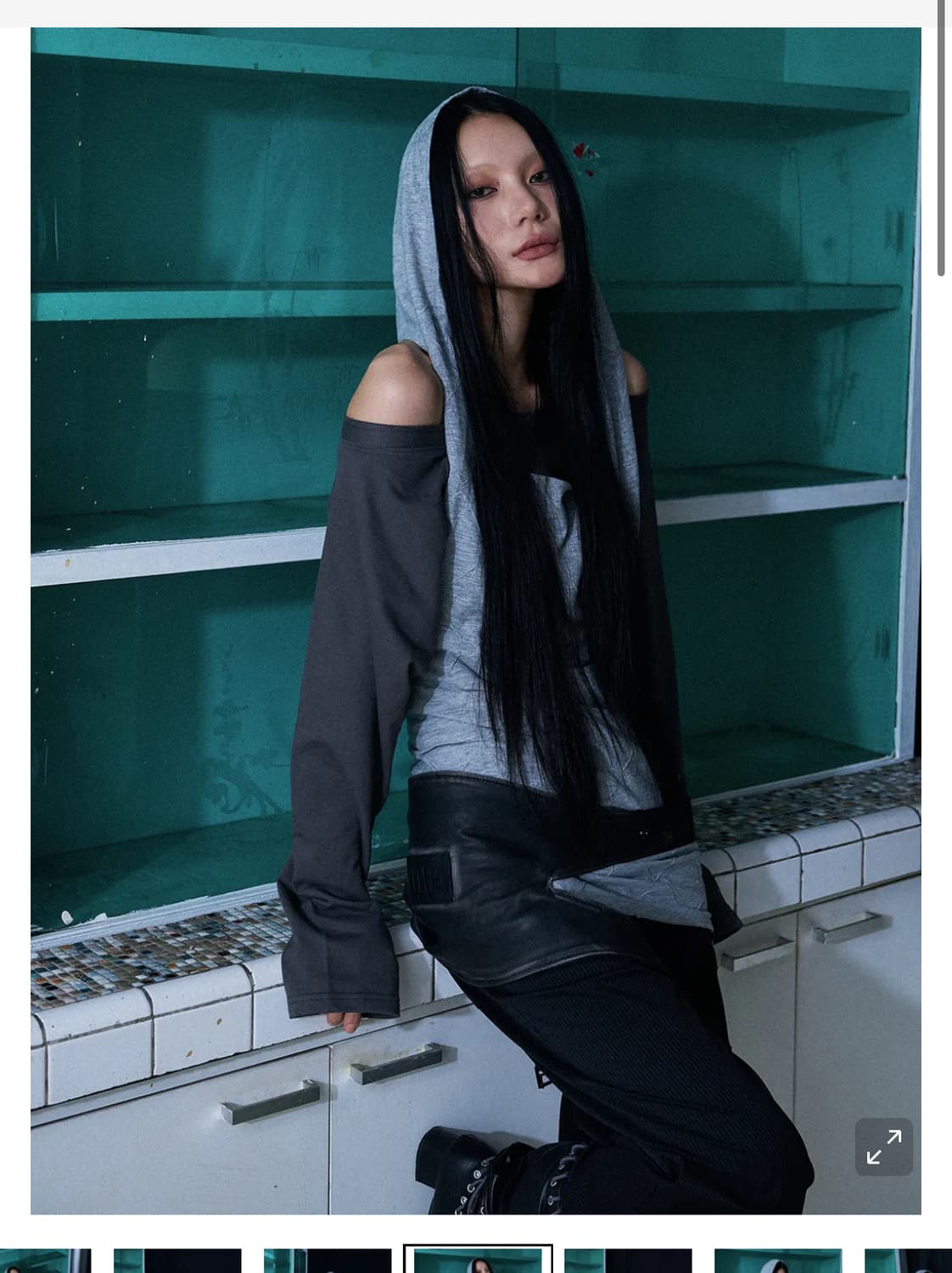 0104 공일공사 레이어드 후드 그레이 상품이미지1