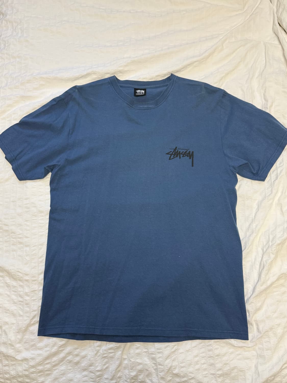 스투시 20년도 파이어 버닝 로고 티셔츠 블루 M 상품이미지1