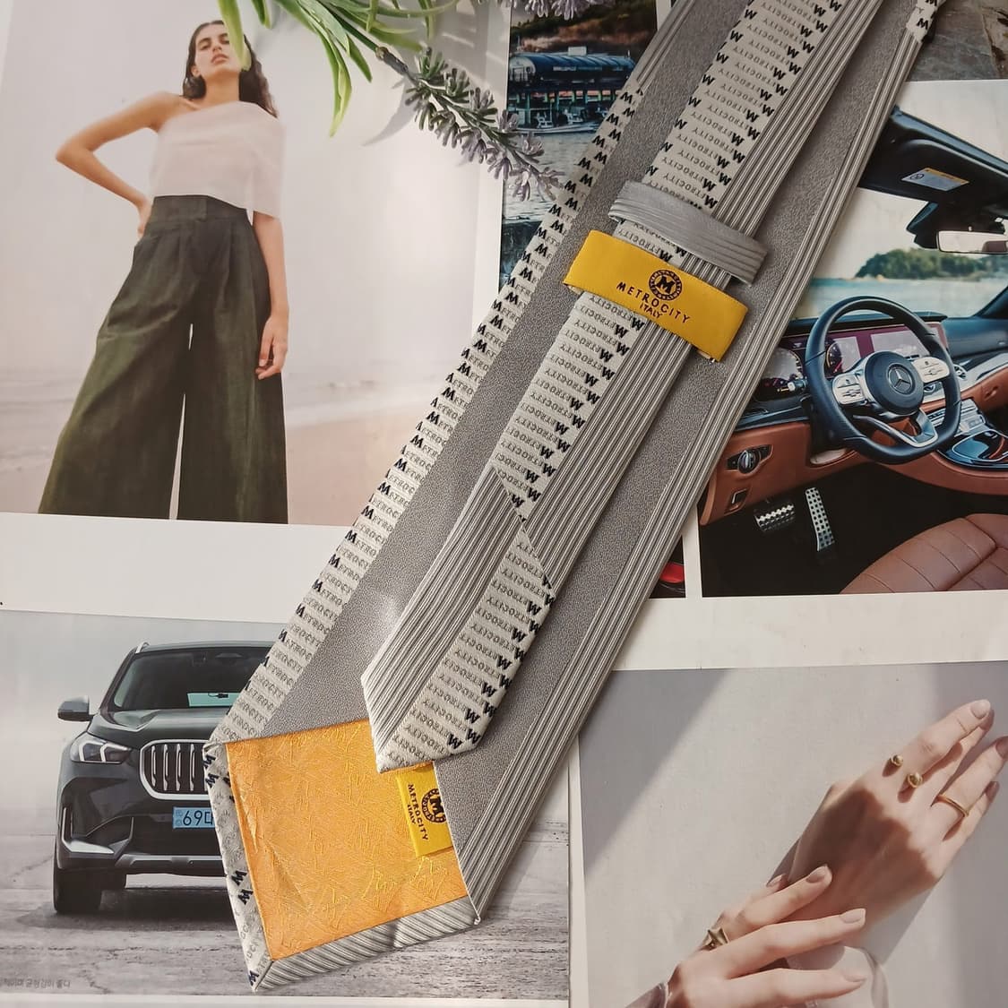 메트로시티 실크 그레이 스트라이프 넥타이 9.8cm A+등급 A18904 상품이미지4