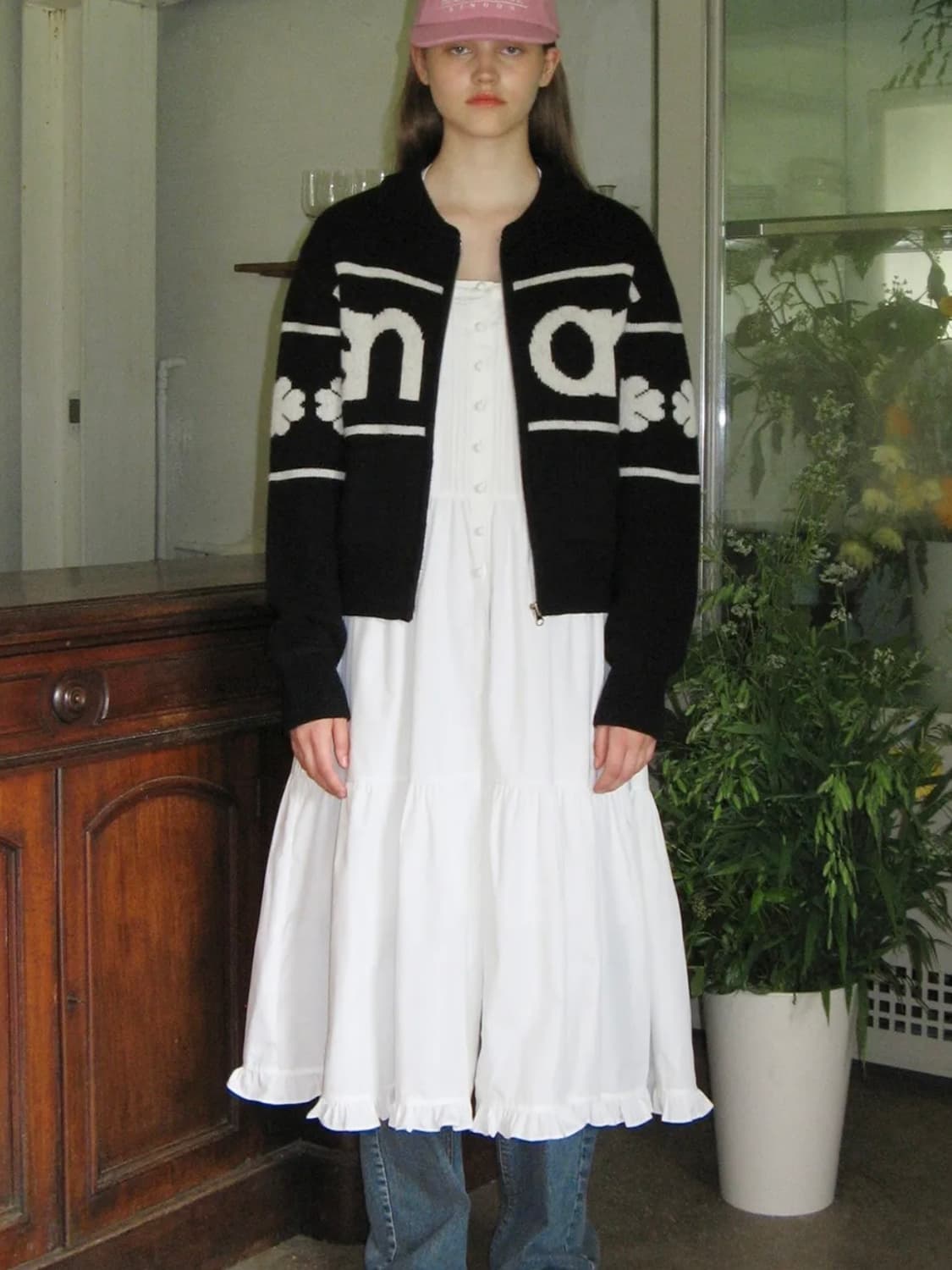 시눈 로고 니트 집업 블랙 상품이미지1