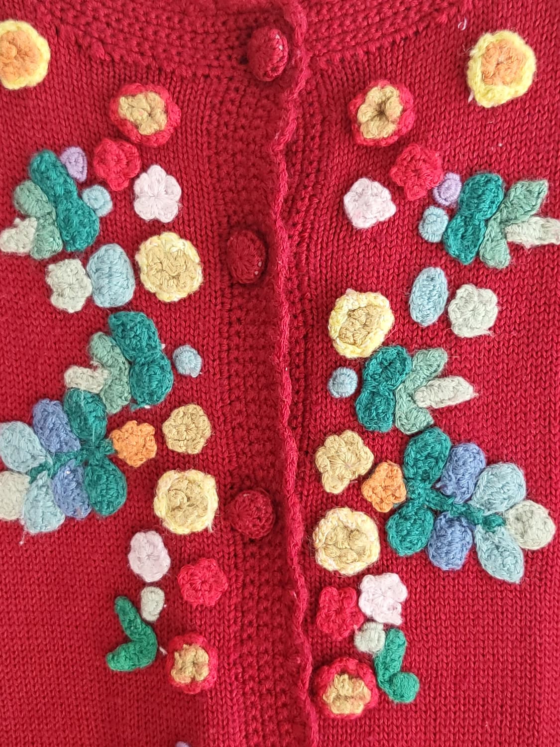 꽃 모티브 빨강 크리스마스 빈티지 가디건 🌸 상품이미지5