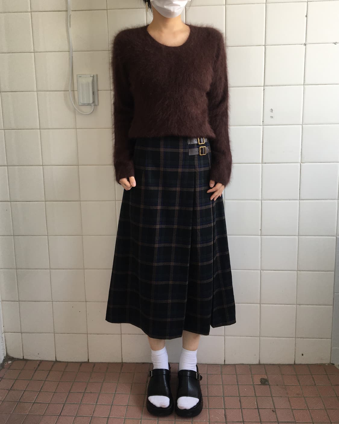 Belted check pattern skirt 상품이미지4