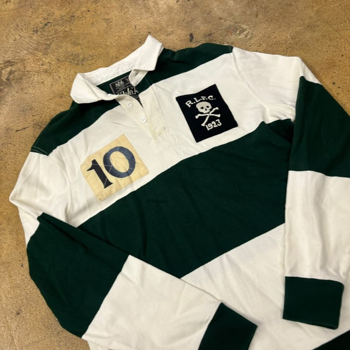 폴로 랄프로렌 딥그린 화이트 카라 스트라이프 긴팔티셔츠 상품이미지1