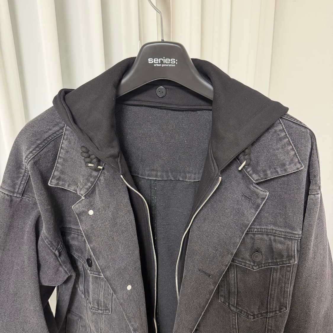 빈티지)OUR Room 아워룸 블랙 후드데님 쟈켓 프리사이즈 상품이미지4