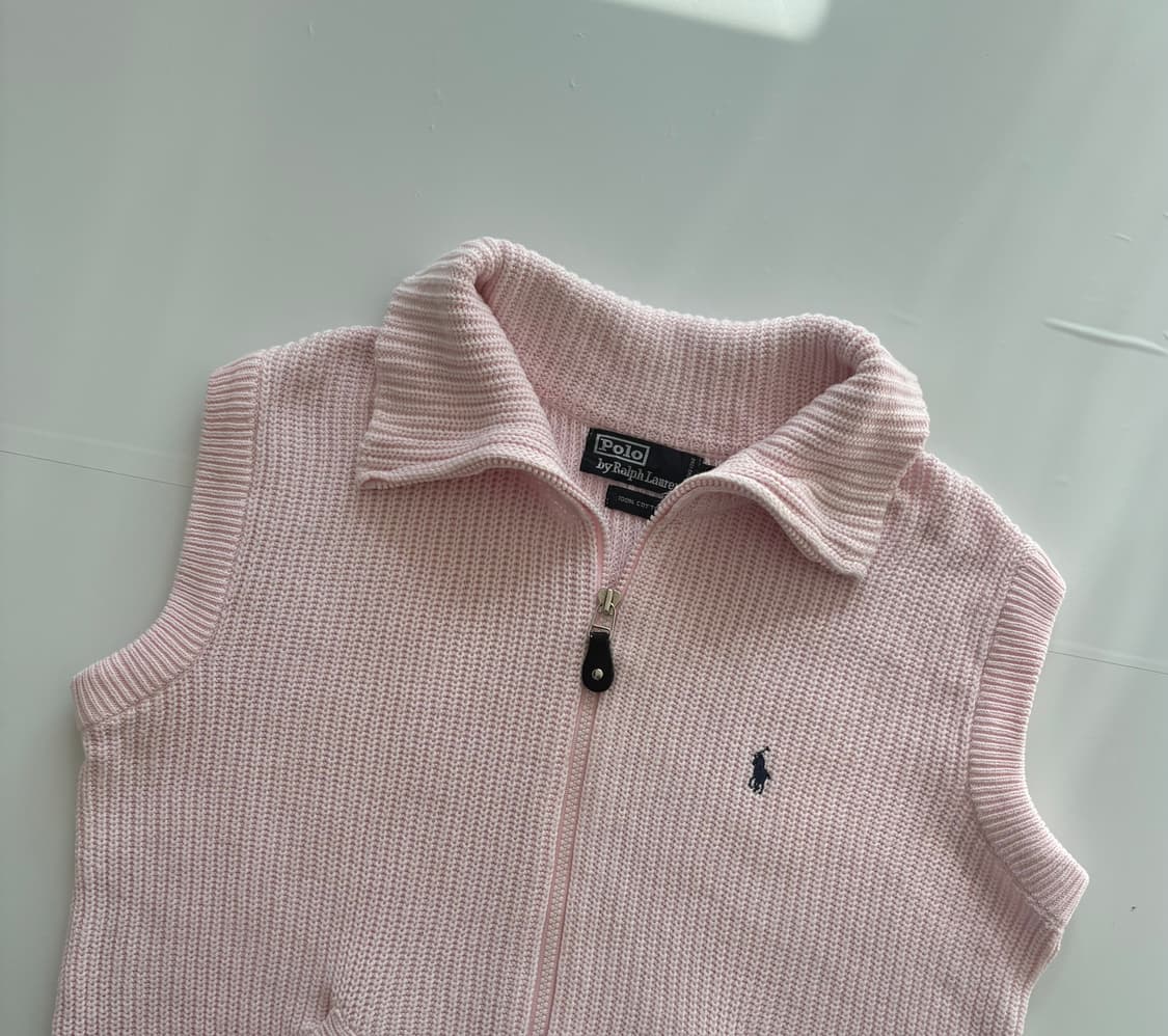 Polo 폴로랄프로렌 핑크 니트 조끼 집업 상품이미지2