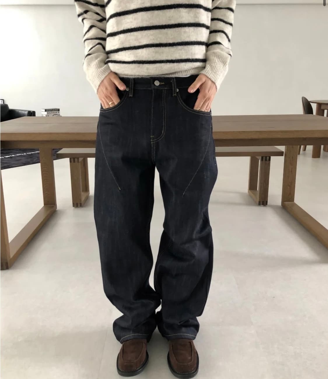 스티치 세미와이드 데님 상품이미지1