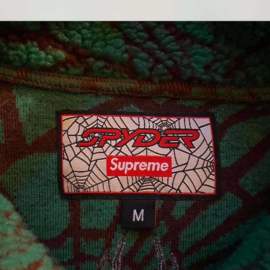 슈프림 x 스파이더 웹 플리스 자켓 그린/레드 상품이미지2