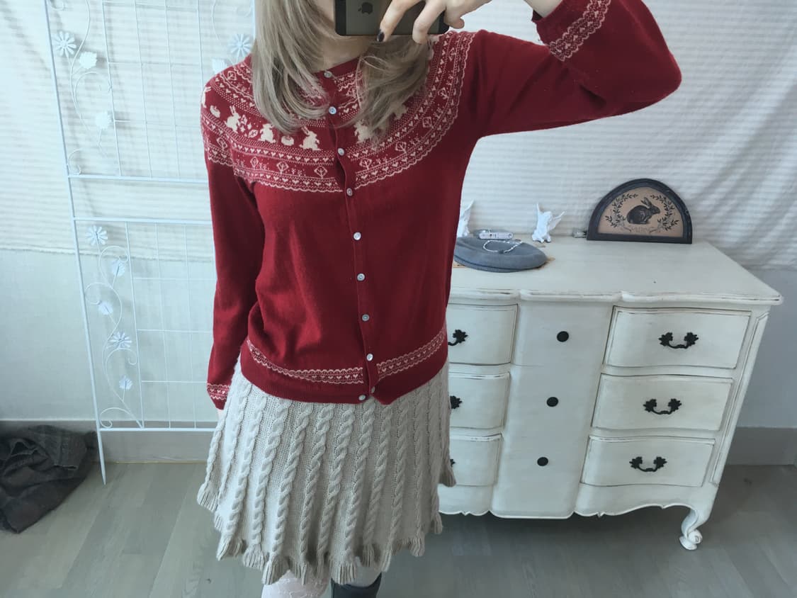 얼스뮤직 레드 래빗 패턴 가디건 상품이미지9