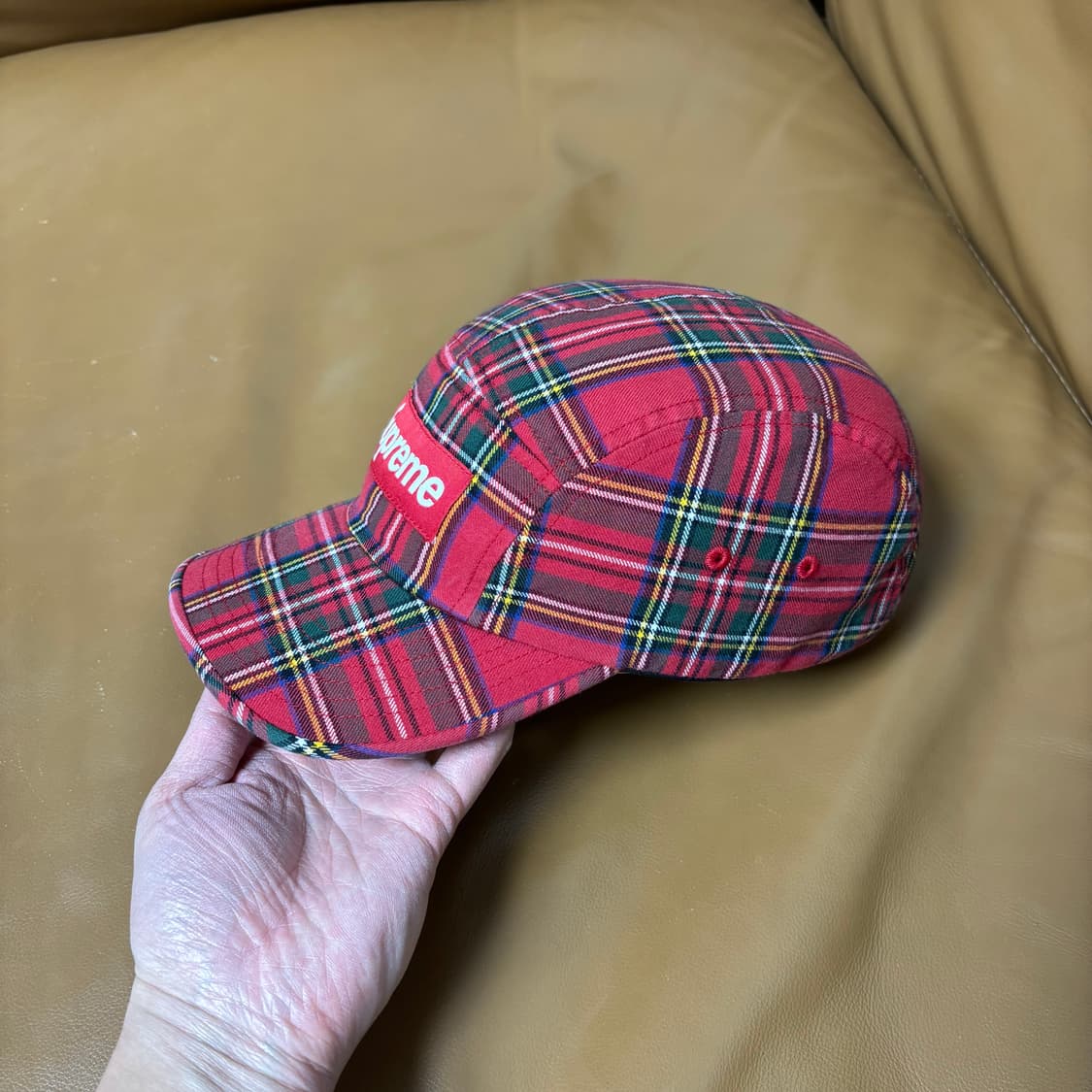 슈프림 캠프캡 모자 박스로고 20fw 타탄 체크 레드 상품이미지5