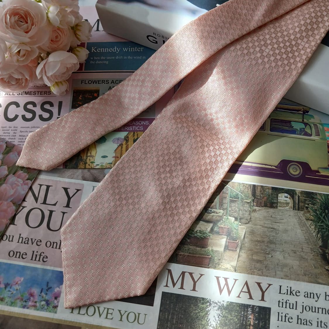 지방시 실크 핑크 다이아 패턴 넥타이 9.6cm A등급 A18846
 상품이미지2