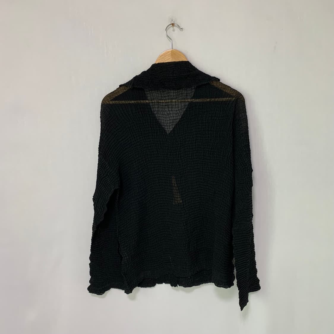 이세이미야케 빈티지 플리츠 버튼 러플 고딕 가디건 블랙 L 상품이미지4