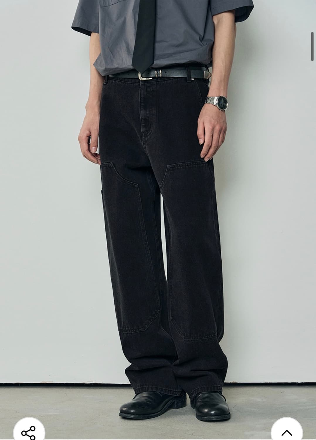 (XL) 아워데이즈 패치 카펜터 세미와이드 데님 팬츠 [BLACK] 상품이미지1