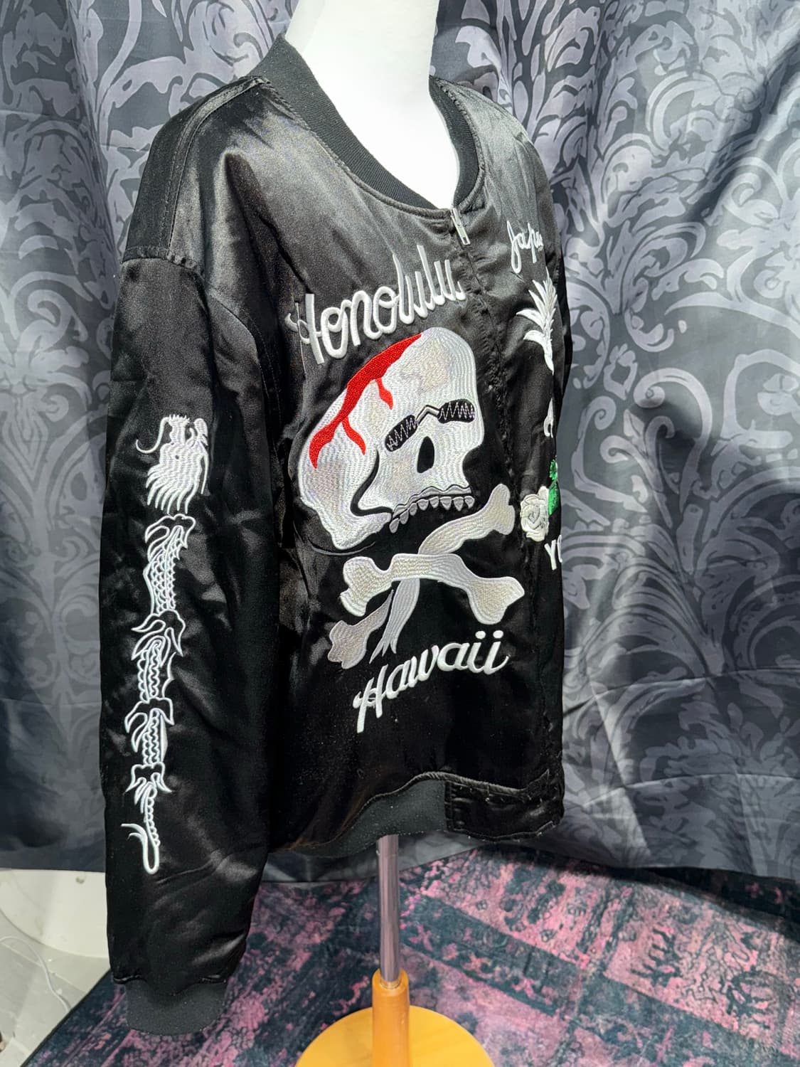 펑키 해골 자수 붐버자켓 상품이미지1