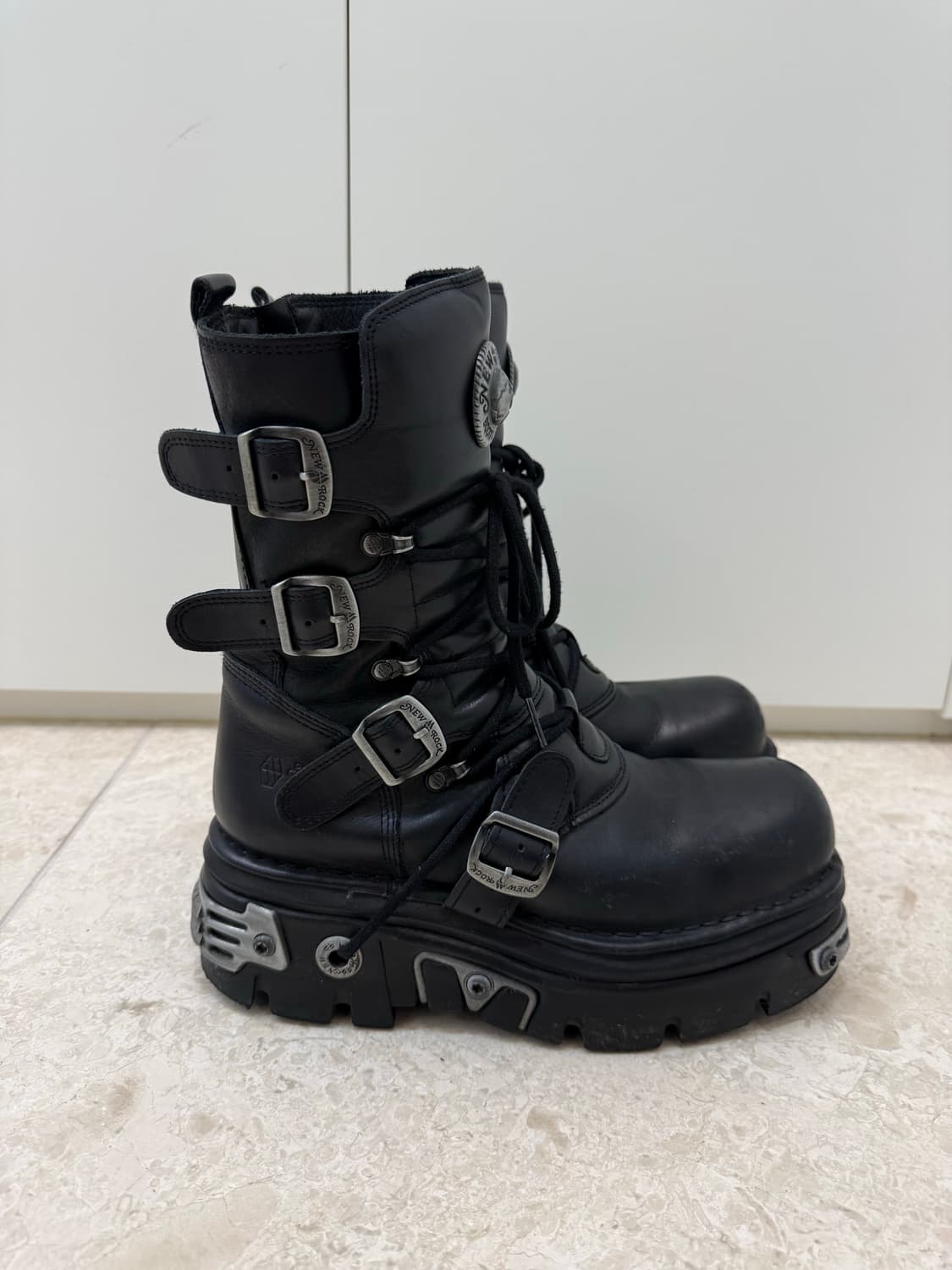 뉴락 리액터 블랙 레더 플랫폼 부츠 43 상품이미지5