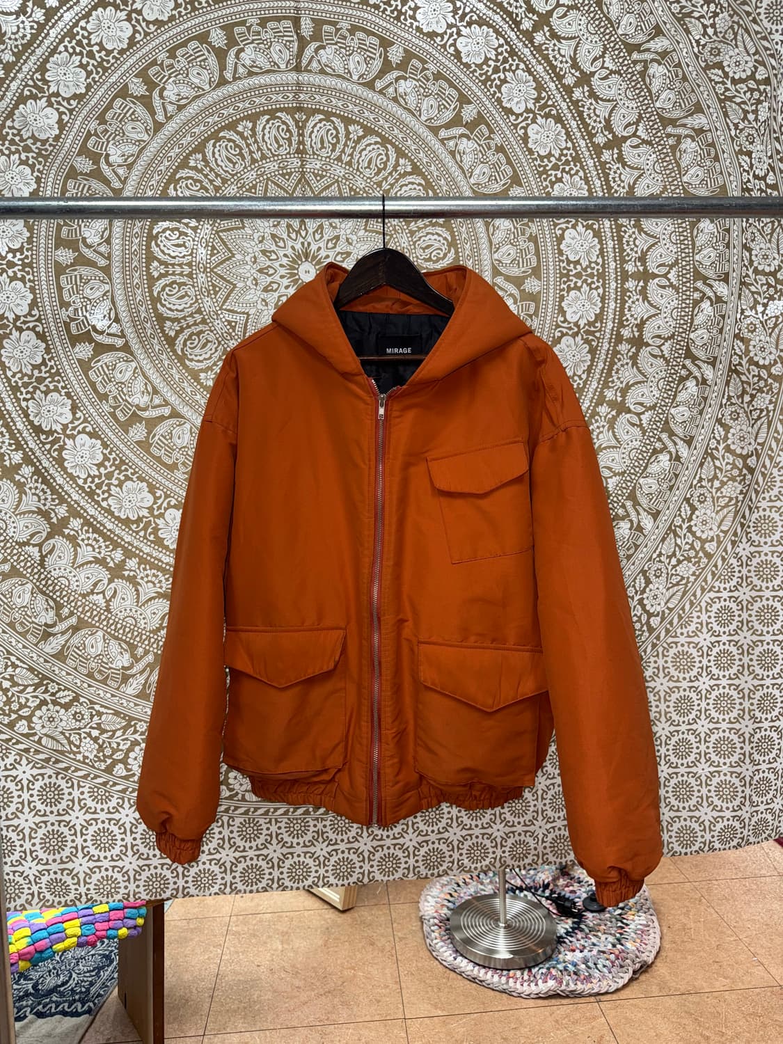 빈티지 오렌지 포켓 패딩 점퍼 상품이미지3