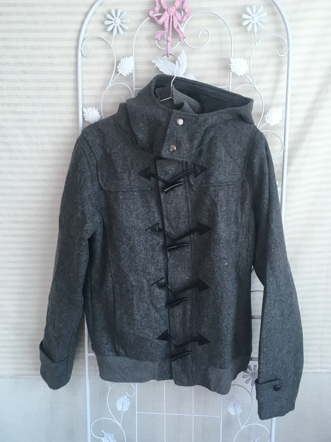 jpn vintage 차콜 울 니트 더플 블루종   상품이미지2