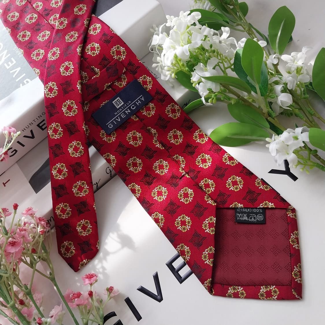 지방시 실크 레드 패턴 넥타이 9.8cm A+등급 K2159 상품이미지6