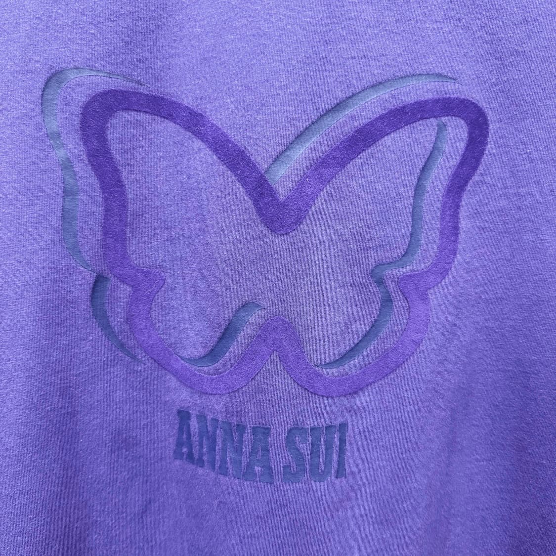 안나수이 퍼프 소매 반팔 티셔츠 나비 로고 디테일 바이올렛 상품이미지6