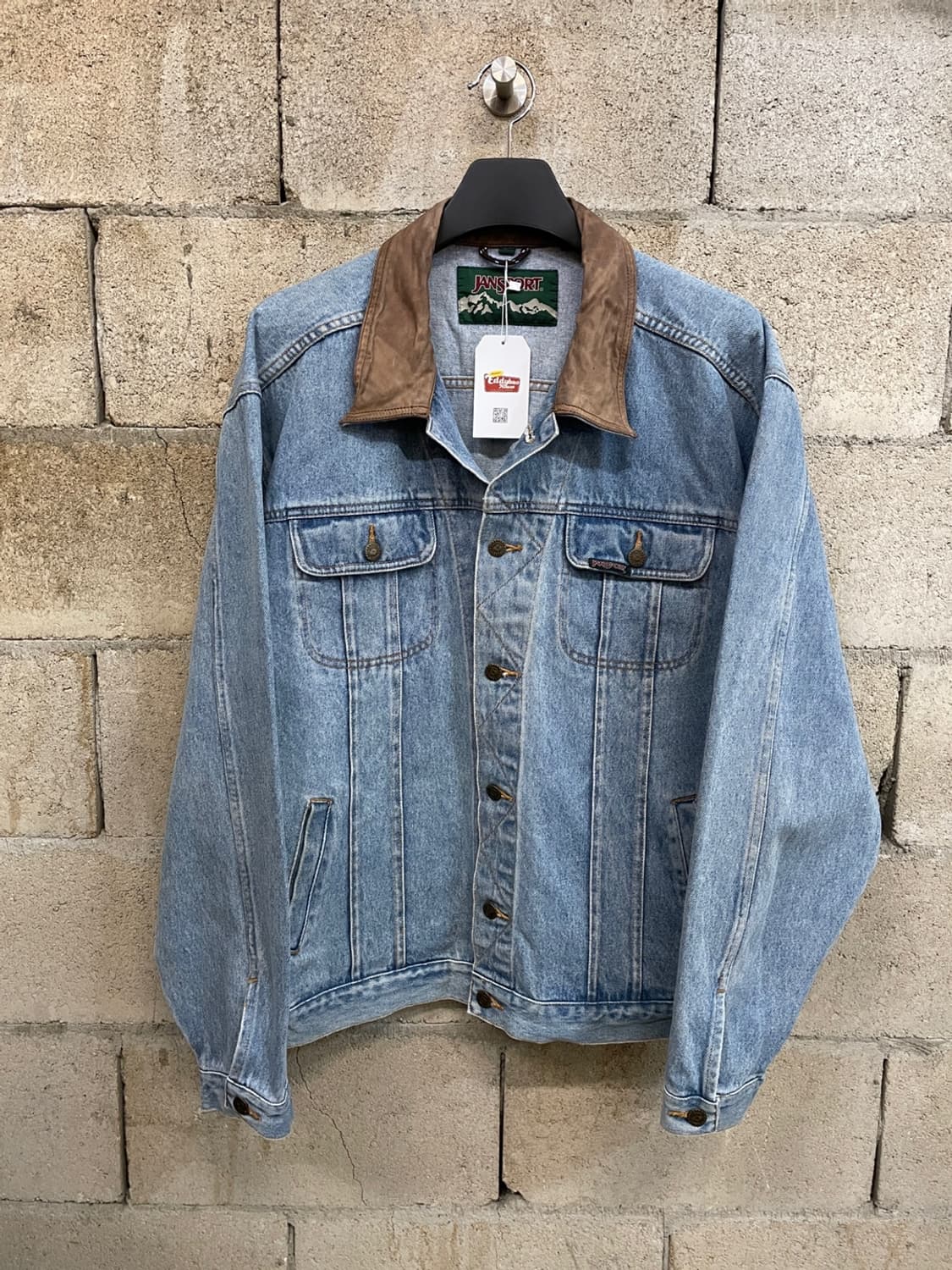 90s 잔스포츠 가죽 카라 데님 자켓 상품이미지1