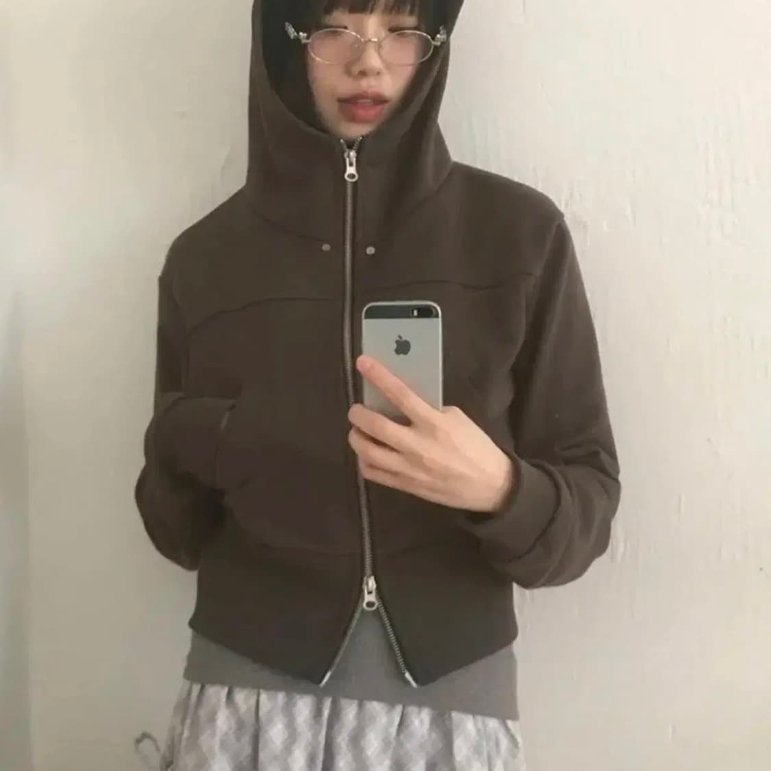 원더원더 아너 리벳 하이넥 투웨이 쭈리 후드 집업 상품이미지1