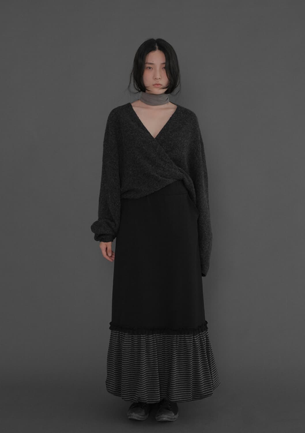 디파블로 믹스드 셔링 스트라이프 스커트 상품이미지1