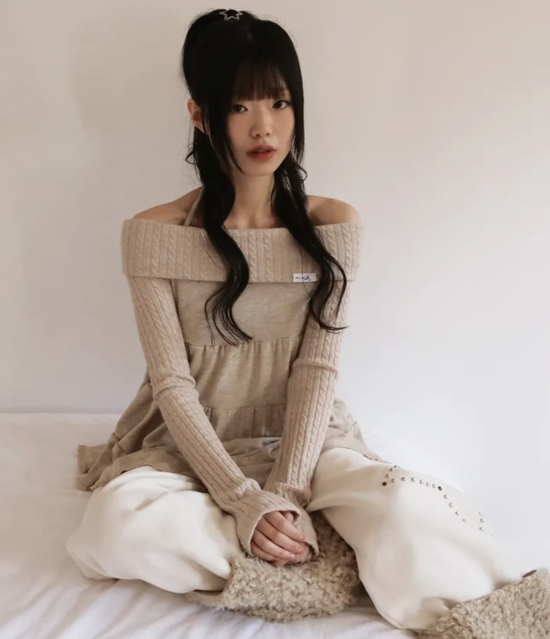 노피셜 노피스 캉캉 오프숄더탑 (베이지) 상품이미지1