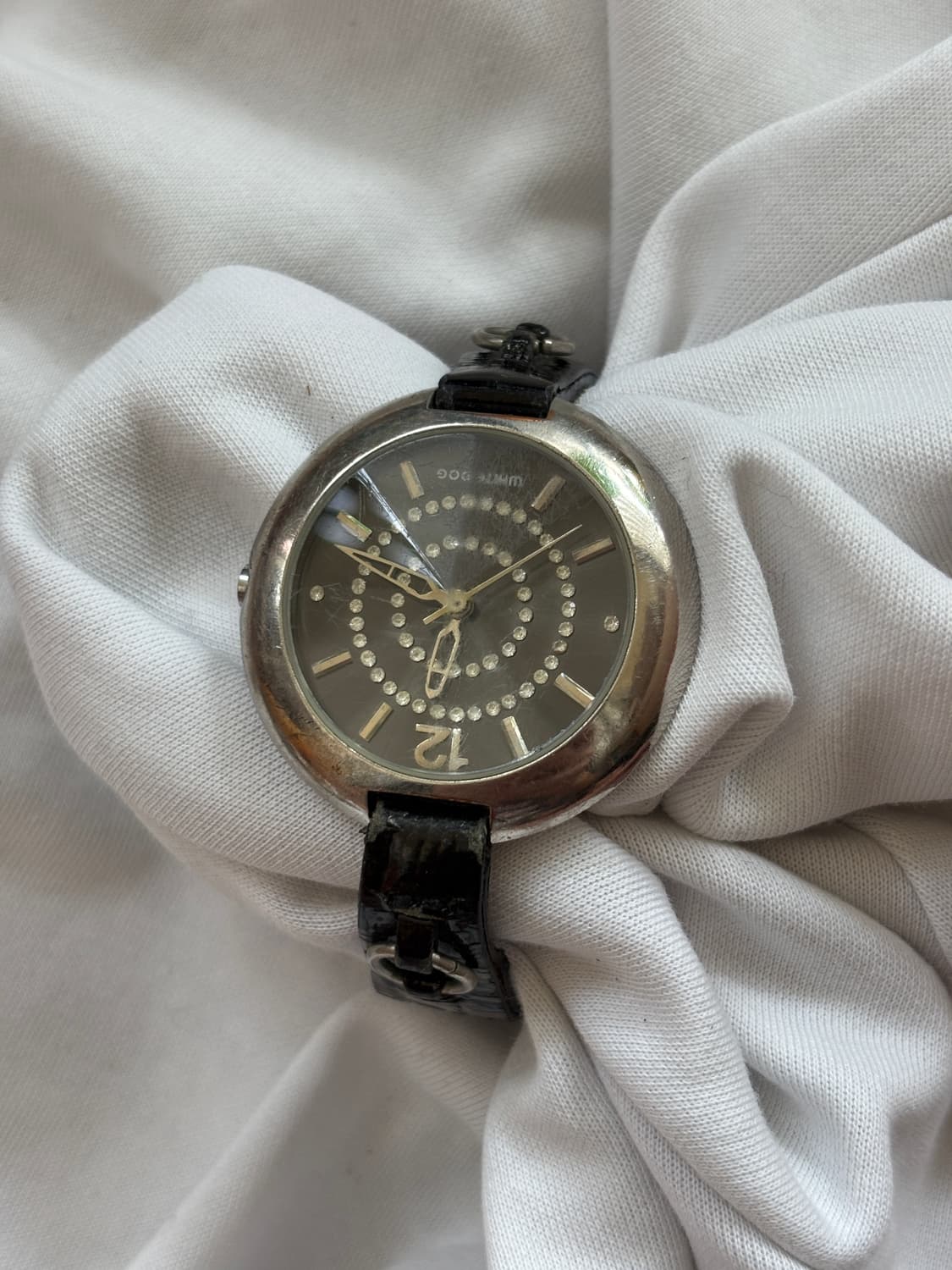 vintage white dog leather band watch 상품이미지1