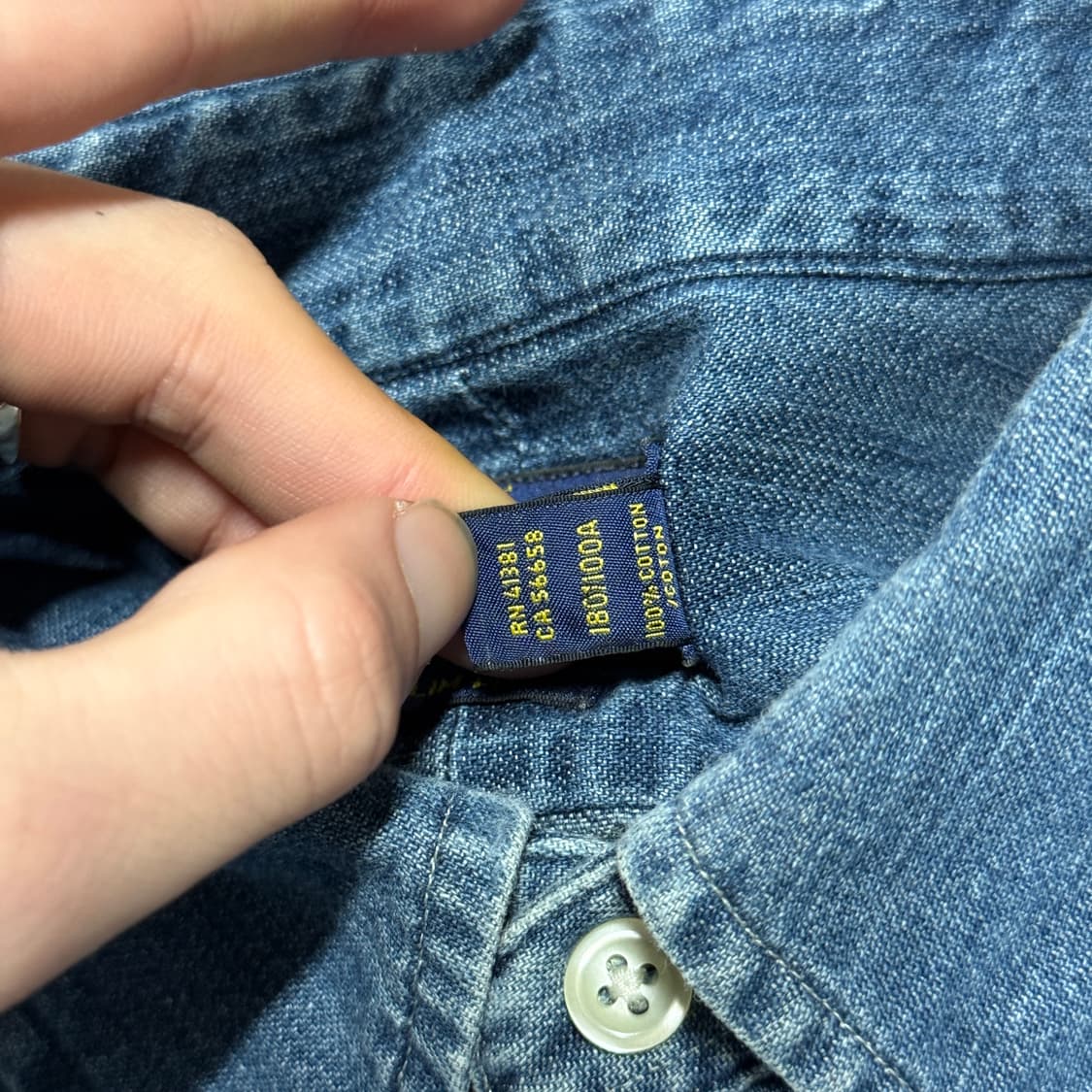 폴로 랄프로렌 슬림핏 브라운 포니 진청 데님 셔츠 상품이미지6